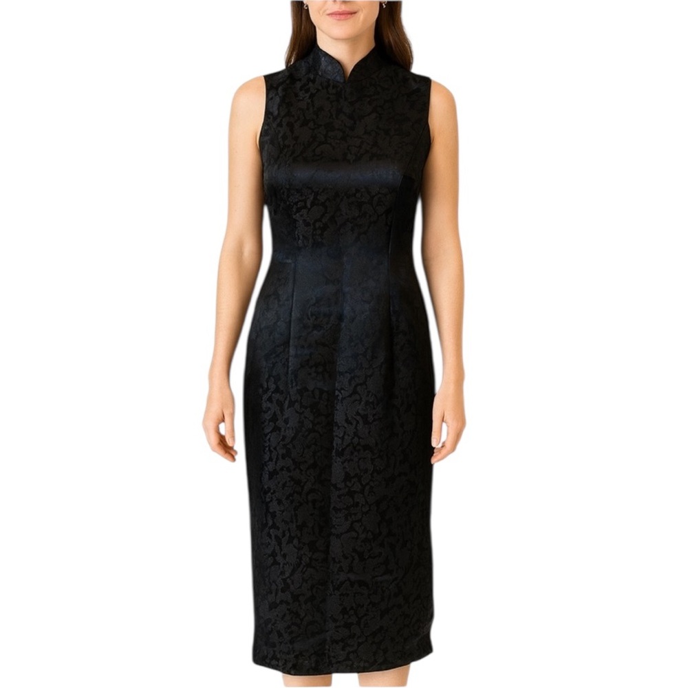 Black Hand Made Mandarin Collar Dress
